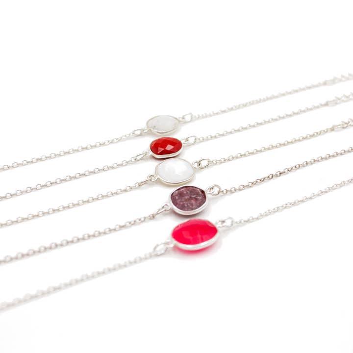 Lot de 5 Bracelets pierres - CATHY ARGENT CHAUD pour la vente par L'Atelier des Dames