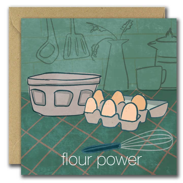Flour Power - Biglietto di auguri per tutti i giorni per la vendita all'ingrosso da parte di She Designs He Prints