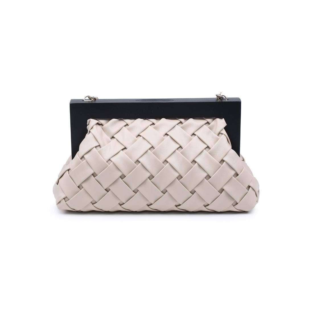 Ivory Jamie Woven Wooden Frame Clutch for wholesale on Faire6