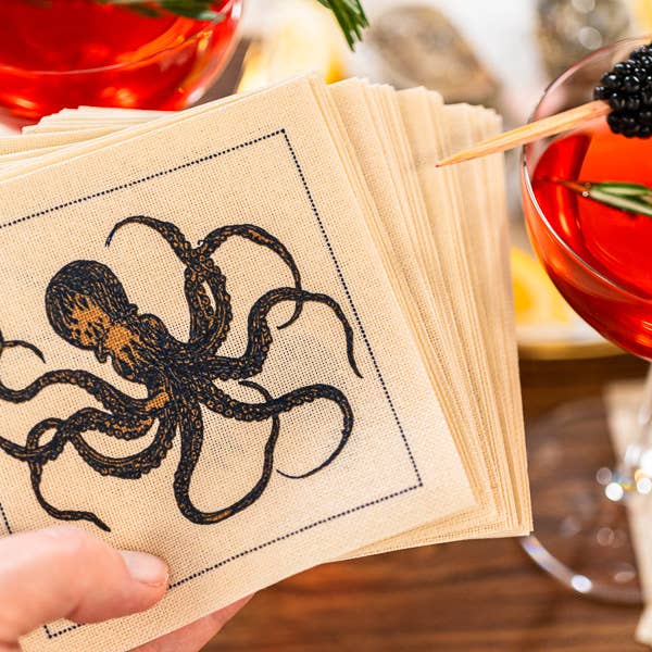 Five Star Napkins Inc. - Wholesale Disposable Napkin - Crustacean Cotton Cocktail Napkins - 50x1