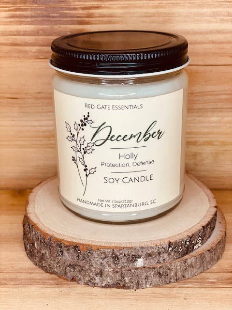 December Birth Flower, Birthday Soy Candle for wholesale by Red Gate Essentials