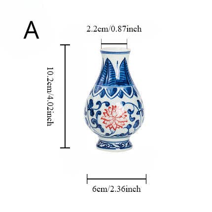 Gohobi （We cover U.S. import duties） - Wholesale Vase - Gohobi Hand-painted Blue and White Porcelain Vase (Red Flowers)0