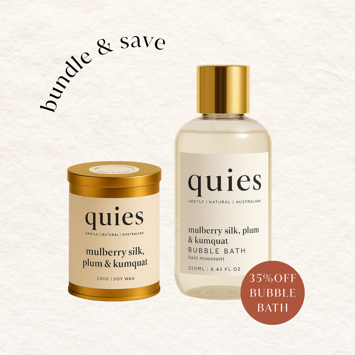 quies selfcare - Wholesale Bath & body set - quies bath bundle - mulberry silk, plum & kumquat0