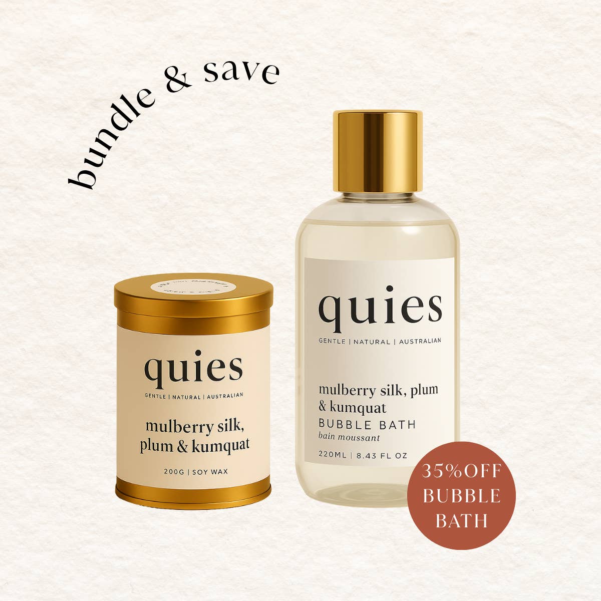 quies selfcare - Wholesale Bath & body set - quies bath bundle - mulberry silk, plum & kumquat