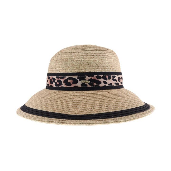C.C Beanie - Wholesale Straw Hat - Women's - Leopard O-Ring Print C.C Sun Hat ST1009