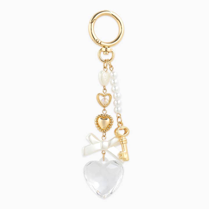 Sessori - Wholesale Keychain – Women's - Romantic Heart Coquette Pearl Key Bag Charm