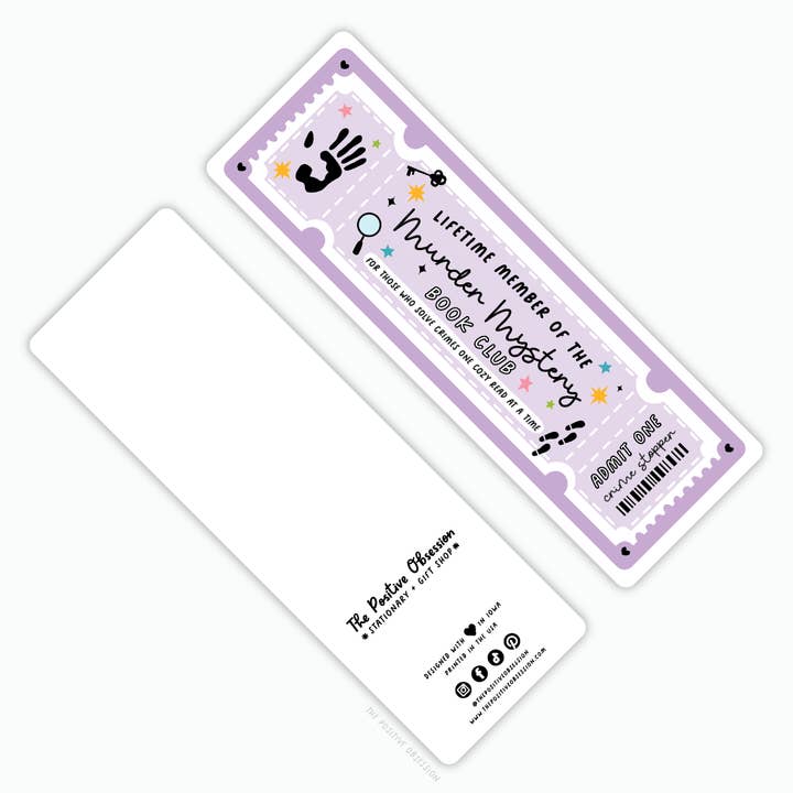 Murder Mystery Book Club Bookmark, Bookish Gift, For Reader for wholesale by Purple Ink Paperie