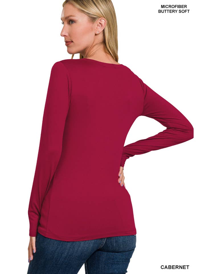 Vanilla Monkey - Wholesale T-Shirt - Women's - Brushed Microfiber Long Sleeve V-neck Tee8