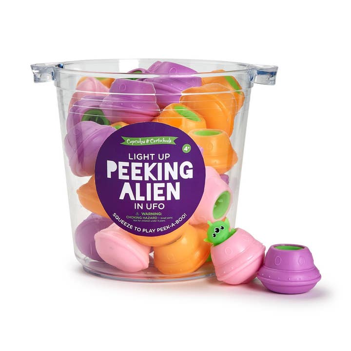 36 Pc LED Light Up UFO with Peeking Alien Unit with Display for wholesale by Cupcakes & Cartwheels by Two's Company