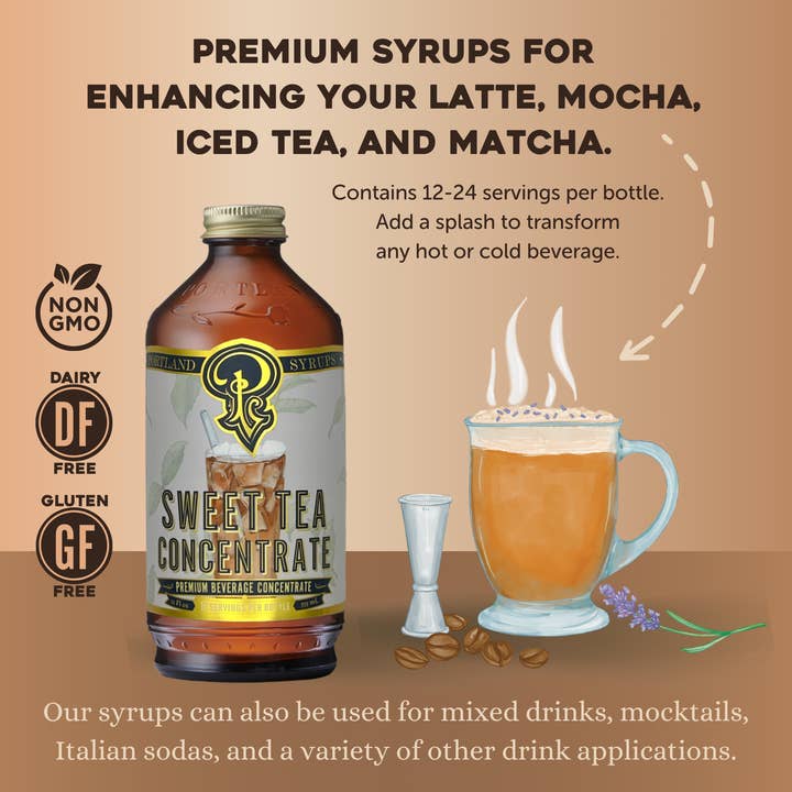 Portland Syrups - Wholesale Cocktail Mix/Syrup - Sweet Iced Tea Concentrate 12oz - beverage mixer