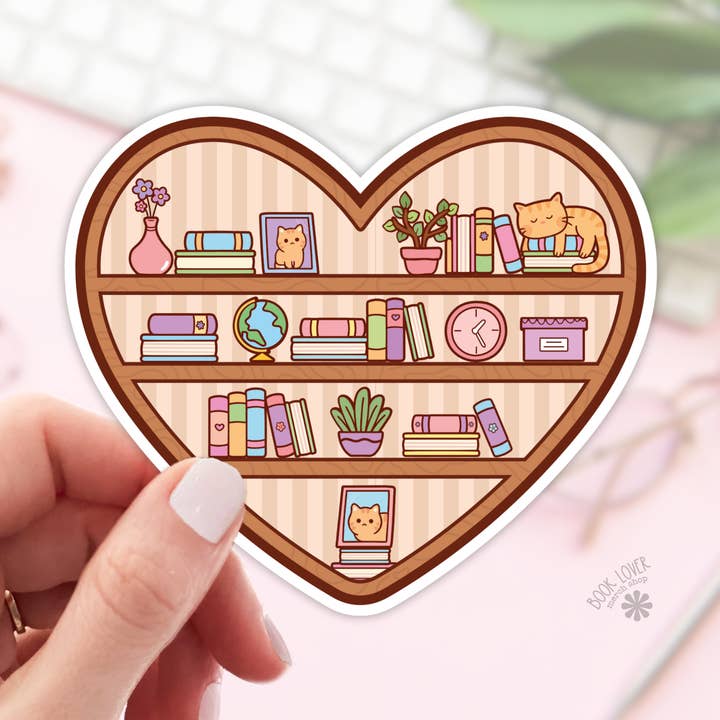 Heart Bookshelf Stickers / Bookish Stickers / Book Lover for wholesale by Book Lover Merch Shop
