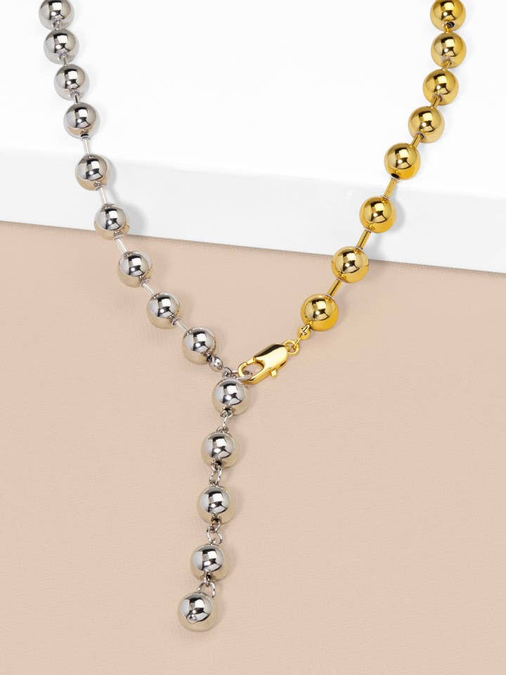 Two-Tone Beaded Short Necklace for wholesale by ZENZII Jewelry