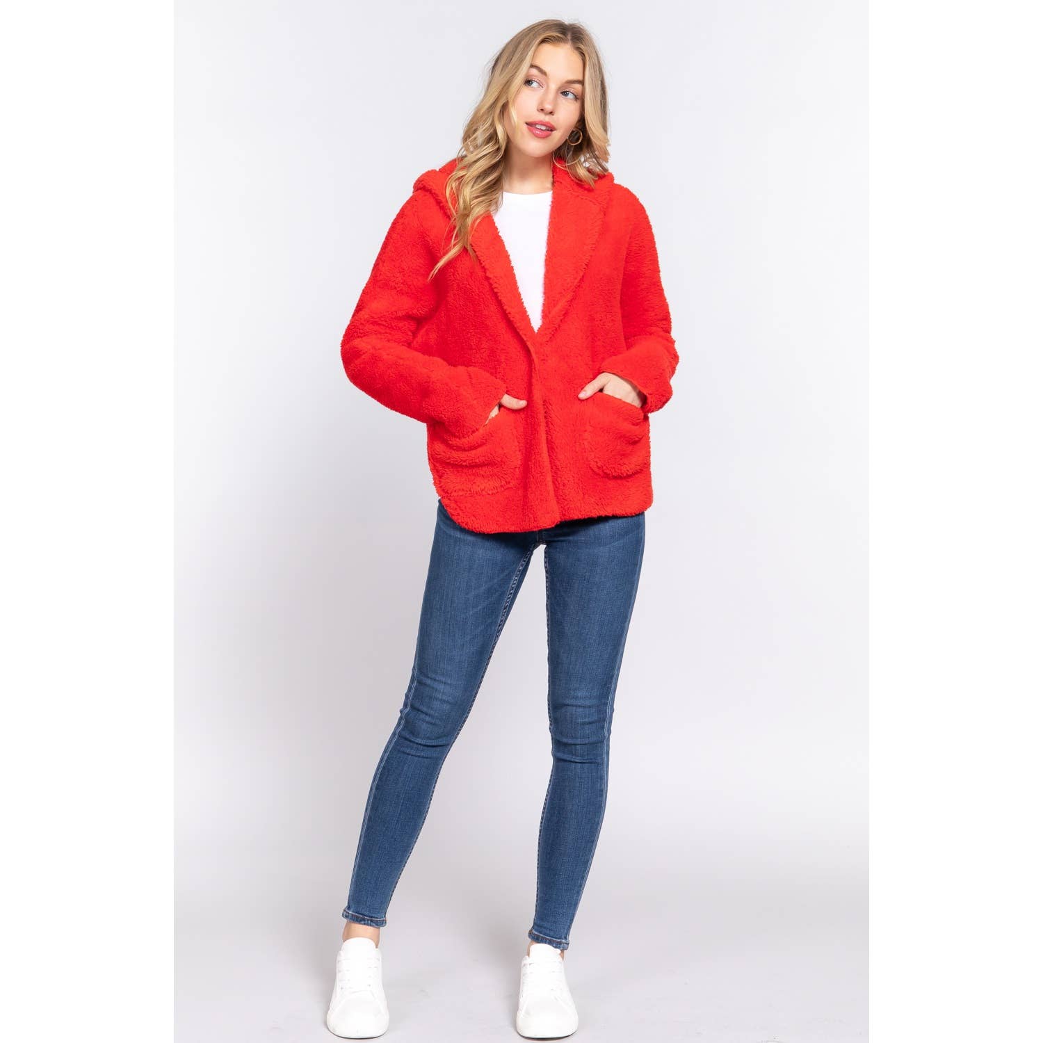 Apolline - Wholesale Jacket - Women's - LONG DOLMAN SLV HOODIE SHERPA JACKET8