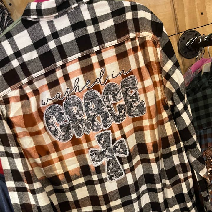 Washed In Grace Bleached Flannel for wholesale by Diva Bling By Jenn