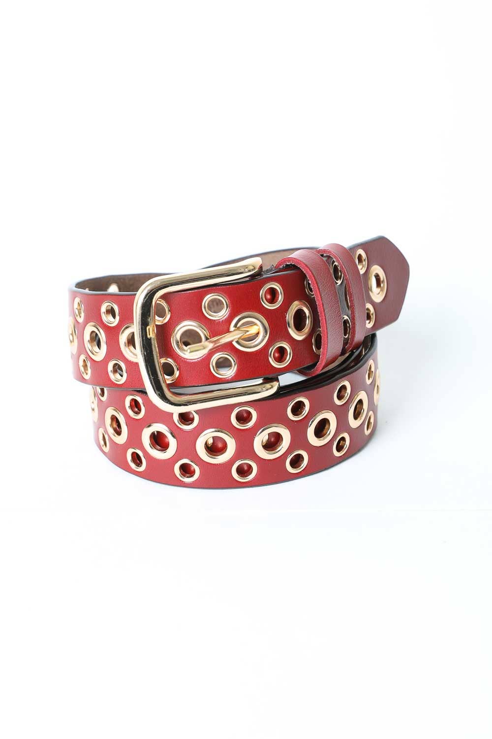 Leto Accessories – wholesale Belt – Women's – Gold Multi Eyelet Buckle Belt4