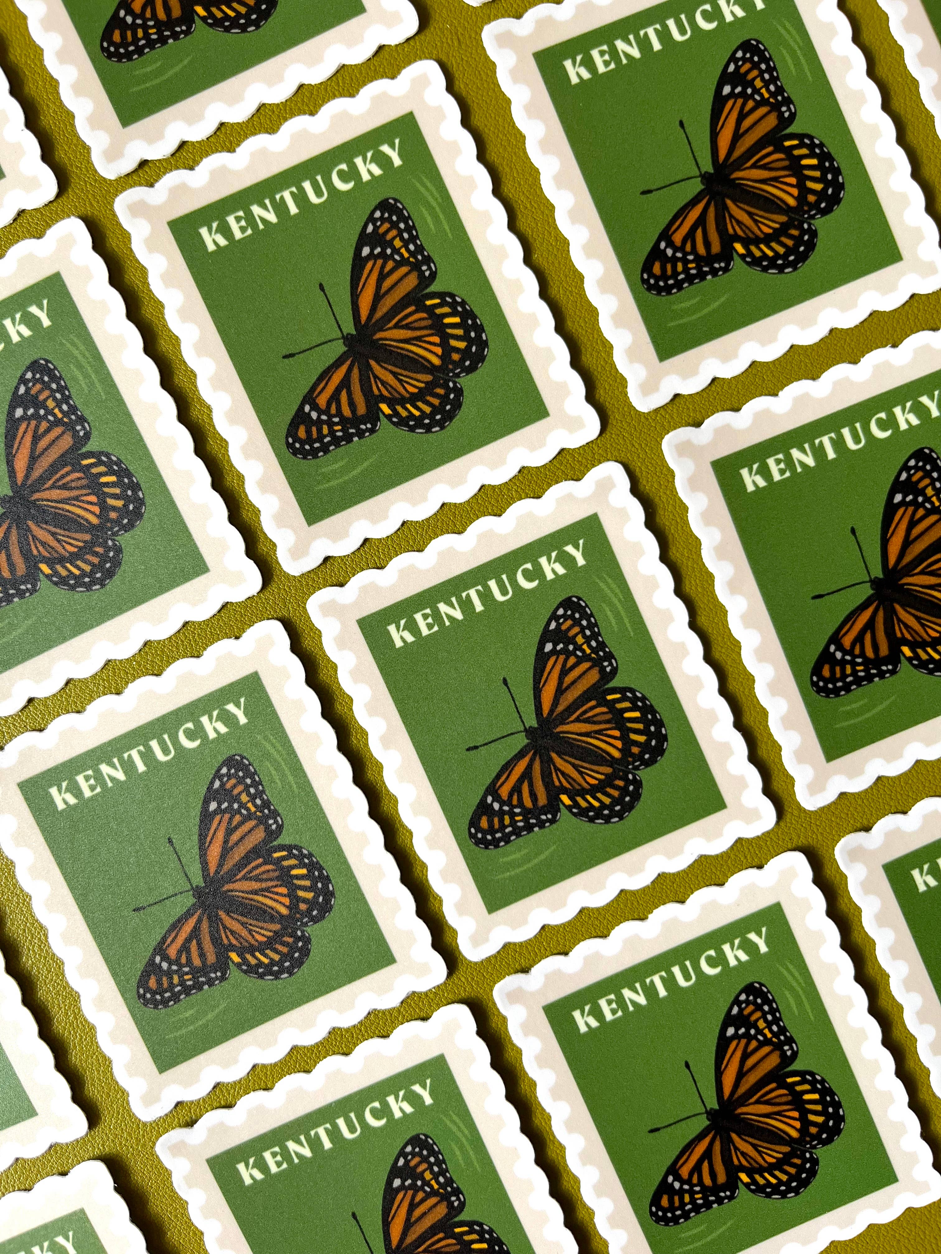 Jessica Holly Creative - Wholesale Sticker - Kentucky State Butterfly Stamp Style Vinyl Sticker, 2.5in 3