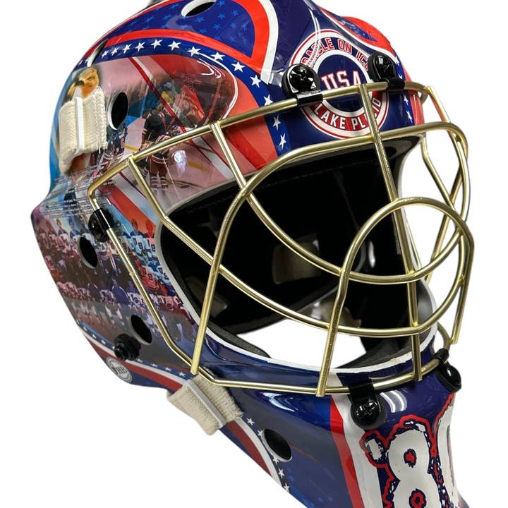 USA Hockey Miracle on Ice 1980 Gold Full Size Goalie Mask for wholesale by Lowsportgeaar