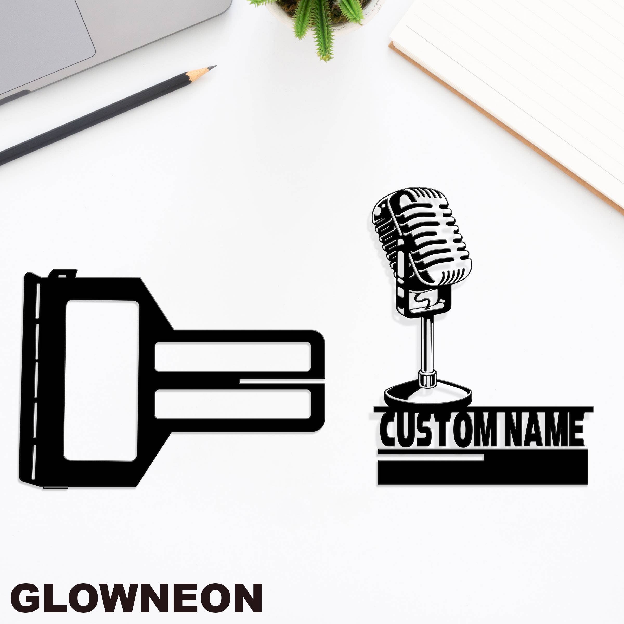 Glow Neon - Wholesale Phone/Tablet Stand - Personalized Metal Microphone Phone Stand, Phone Holder Sign3