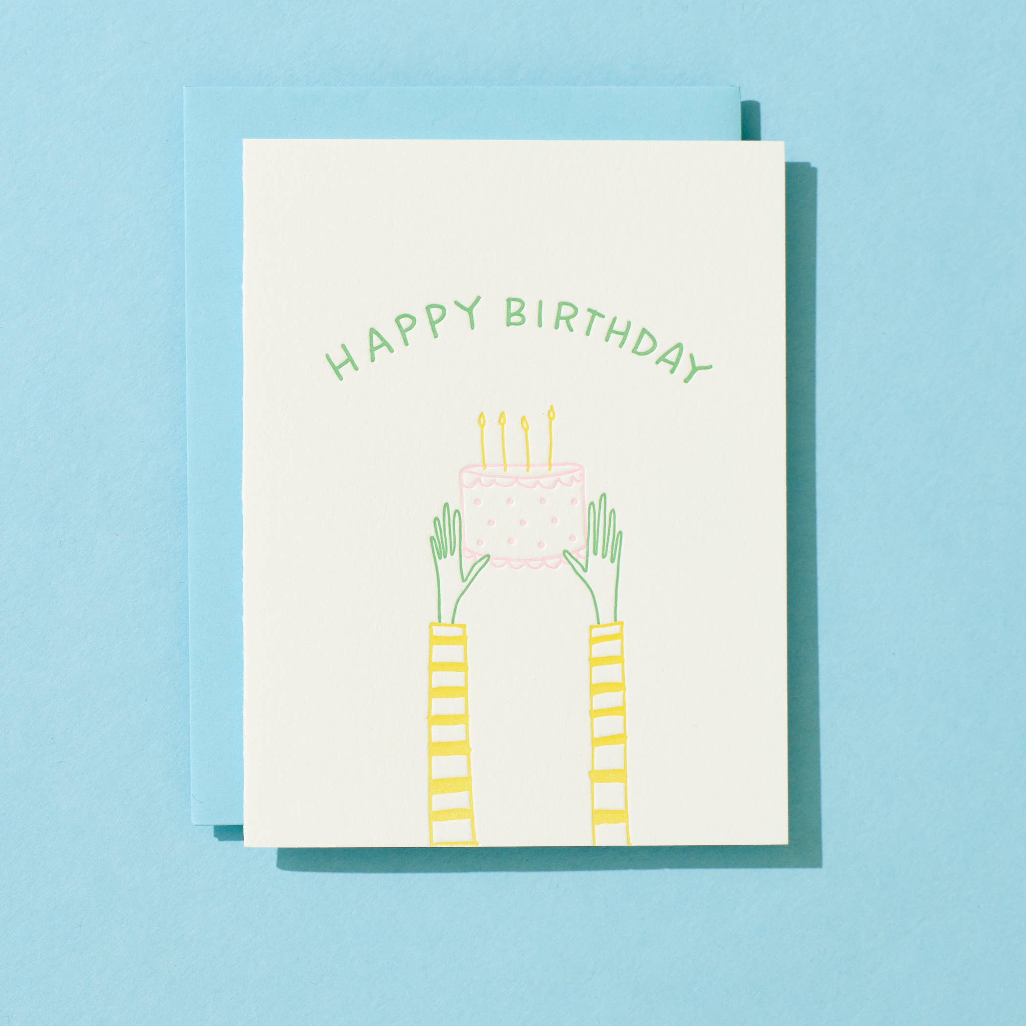 Shorthand Press - Wholesale Birthday Card - Holding Cake - Letterpress Greeting Card1