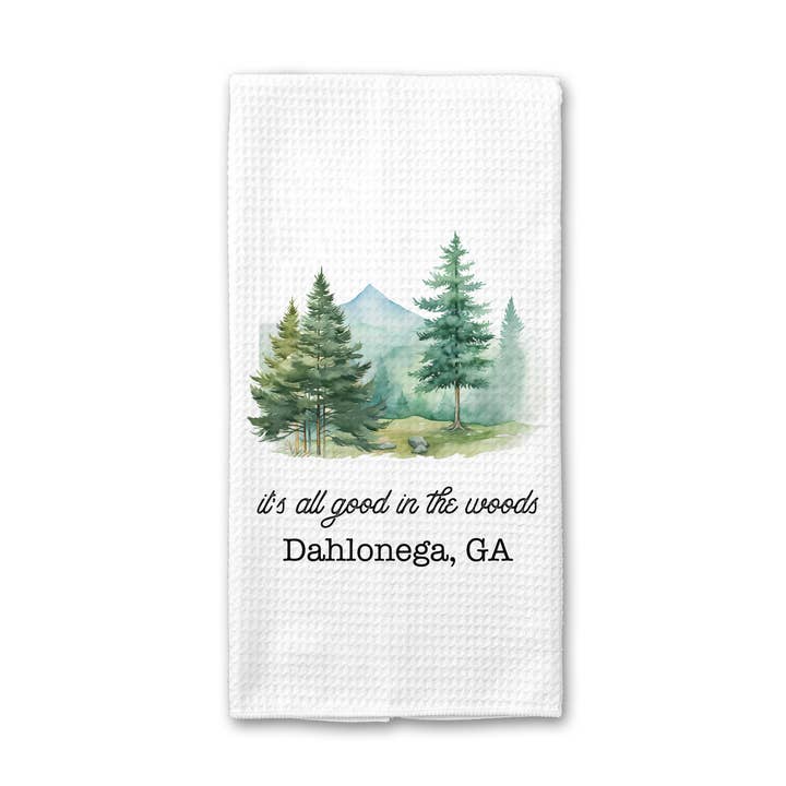 Canary Road - Wholesale Tea Towel - All Good in Woods Camping Towel, Customize with Location