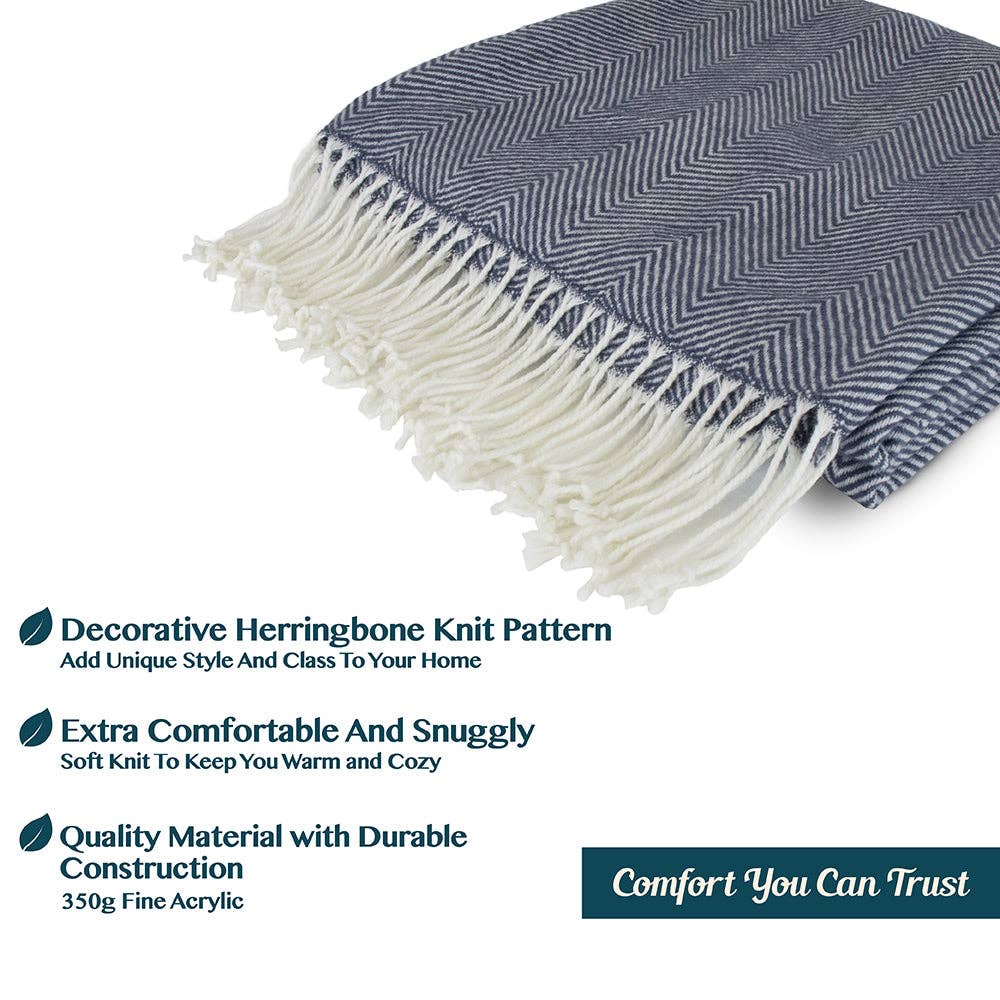 Pavilia - Wholesale Throw Blanket - Herringbone Knit Fringe Throw Blanket11