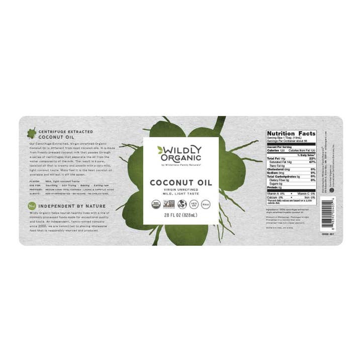 Wildly Organic - Wholesale Cooking Oil - Virgin Unrefined Centrifuge Extracted Organic Coconut Oil