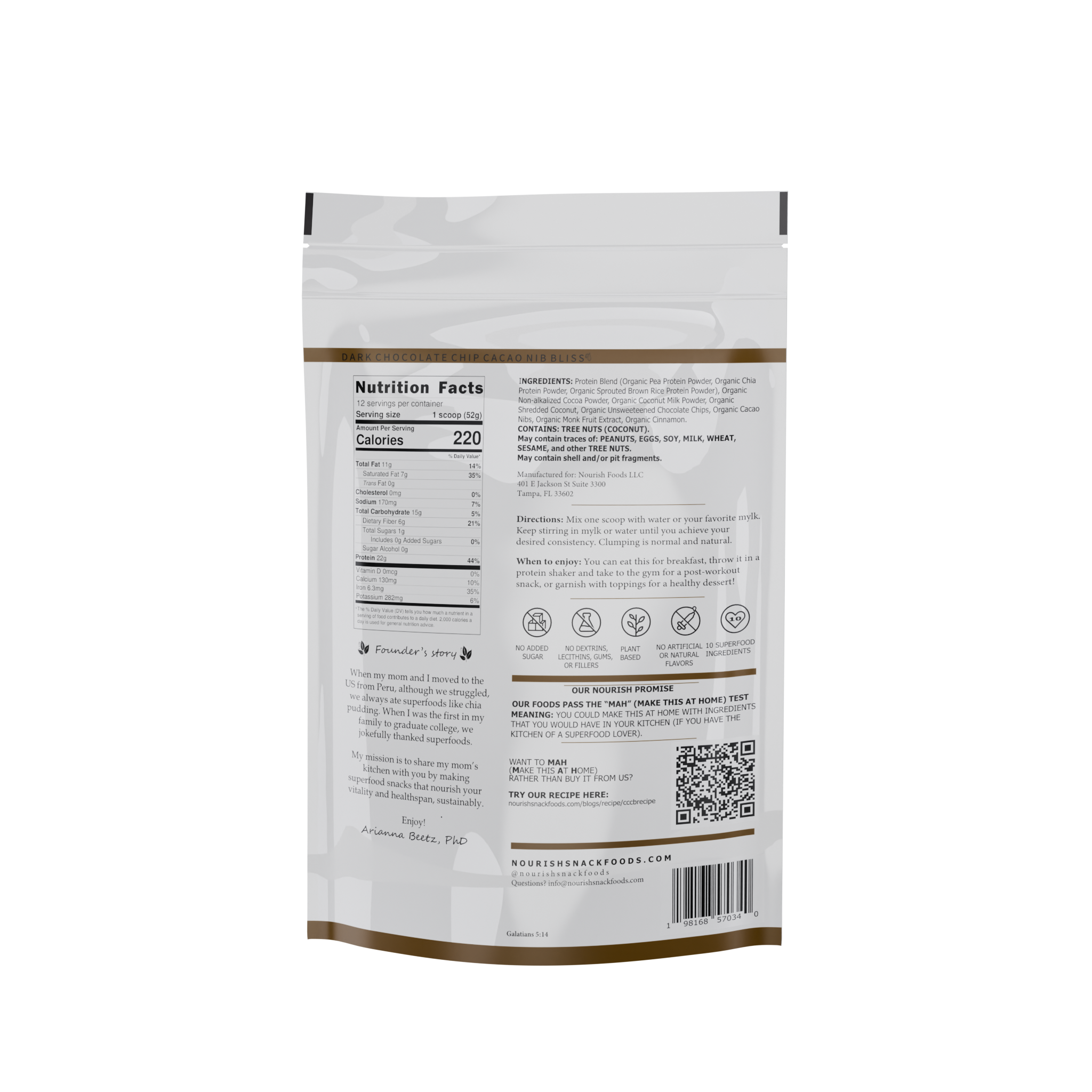 Nourish – wholesale Protein/superfood powder – Instant Chia Protein Pudding: Chocolate Chip Cacao Nib Bliss2