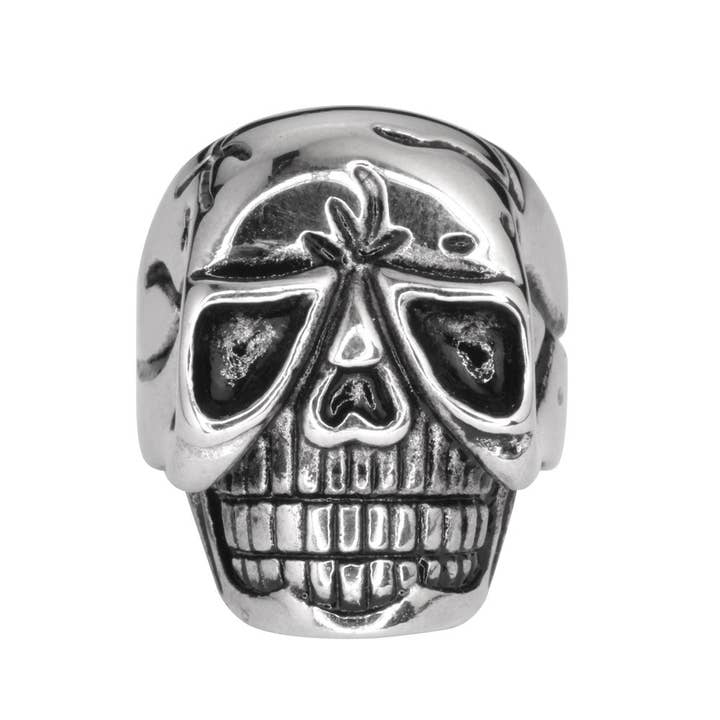 SK1044 Gents Alien Skull Ring Stainless Steel Motorcycle Biker Jewelry for wholesale by Heavy Metal Jewelry