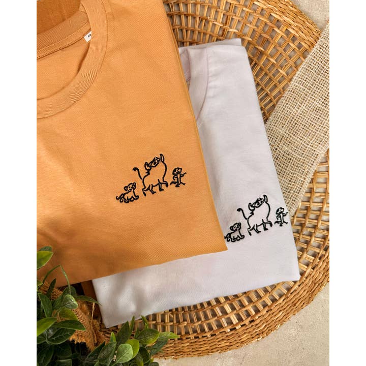 Geborduurd T-shirt - Hakuna Matata voor wholesale door Juste un t-shirt