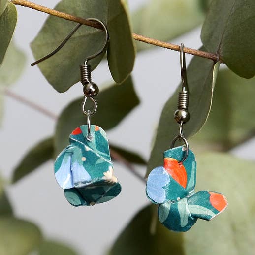 Origami Oorbellen - Vlinder Koppel - Blauw voor wholesale door Dix janvier