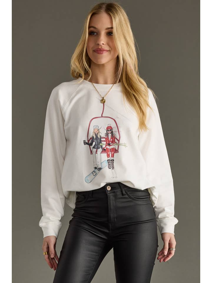 Panache Apparel Co. – wholesale Graphic sweatshirt – Women’s – Skiing Girls Sweatshirt1