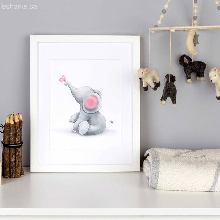 Love Butterflies Elephant Girl Print for wholesale by Little Sharks