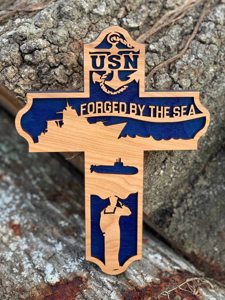 Wooden Navy Cross for wholesale by Creations with Hart