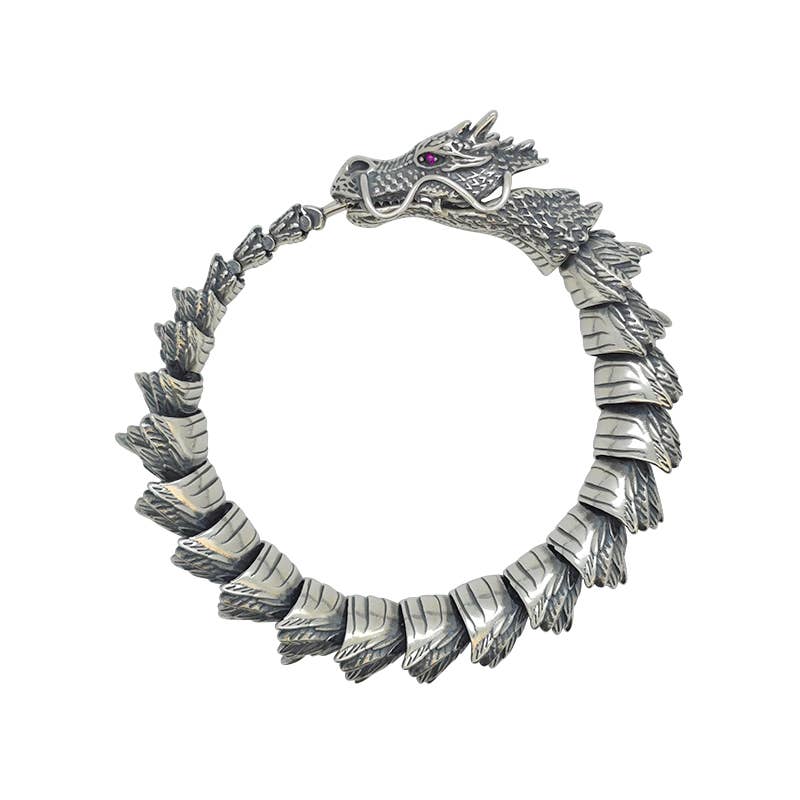 Amberman - Wholesale Link & Chain Bracelet - Sterling Silver Ouroboros Dragon Bracelet