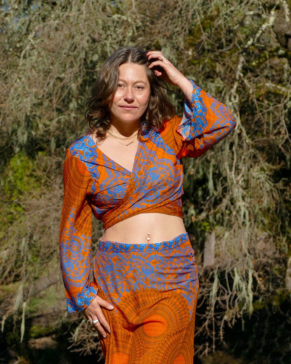 Zig Zag Asian Collection - Wholesale Blouse - Women's - Vivid Floral Mandala Wrap Top14