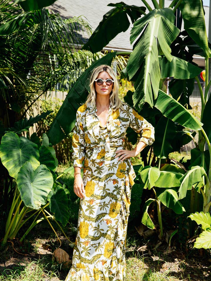 Top Mila com Botões e Mangas Compridas com Missangas por atacado de Escapada Living