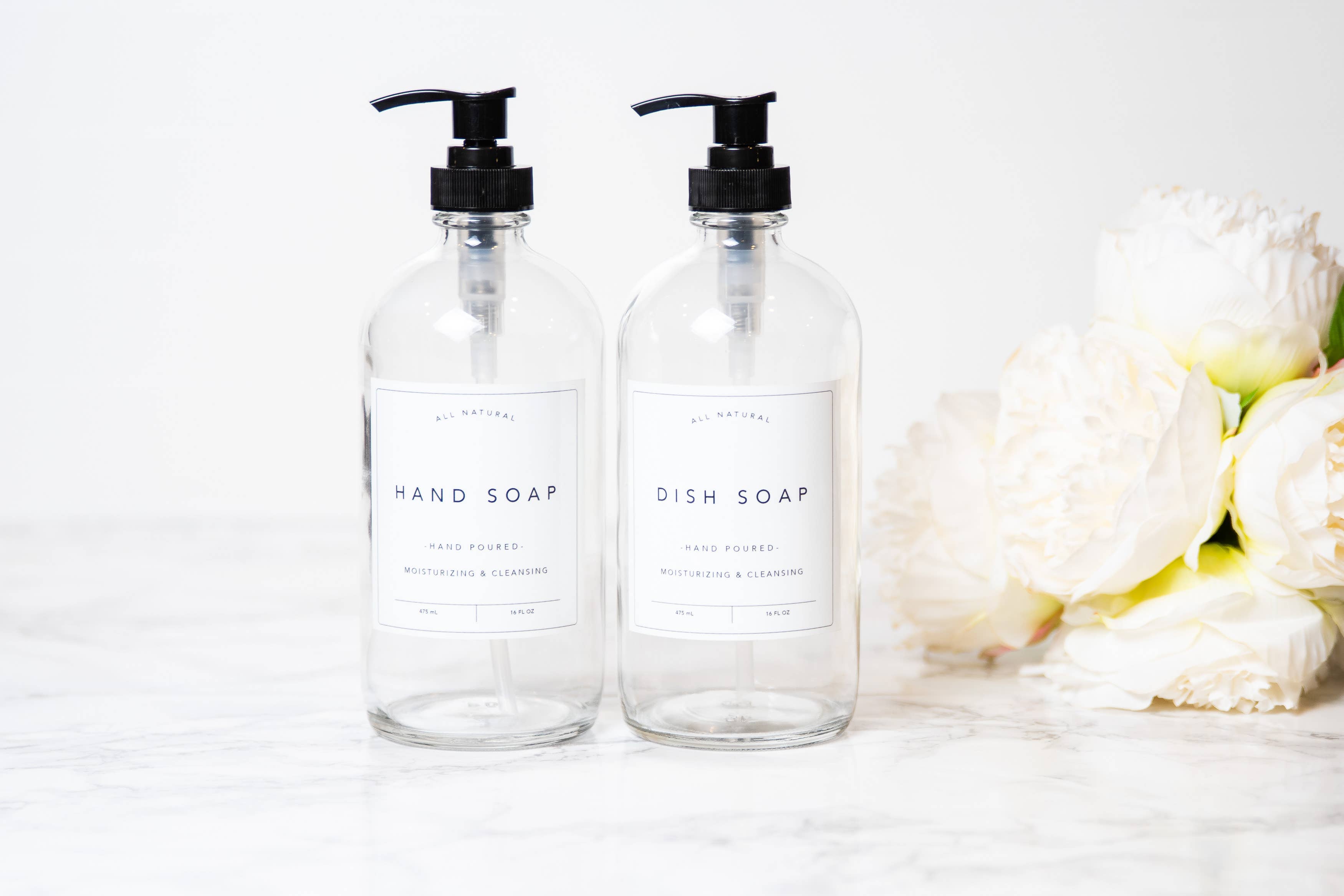 Joie Designs Co. | Refillable Bottles – Engroshandel Sæbedispenser – Hånd- og opvaskeflasker - Klassiske Etiketter - Glas, Køkken7