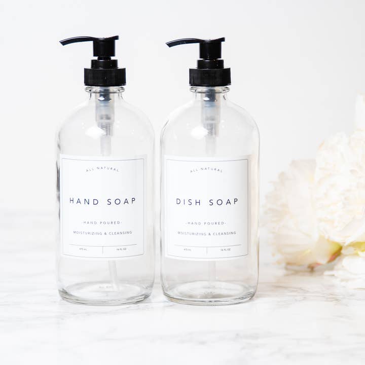 Joie Designs Co. | Refillable Bottles - Wholesale Soap dispenser - Hand and Dish Soap Bottles - Classic Labels - Glass, Kitchen7