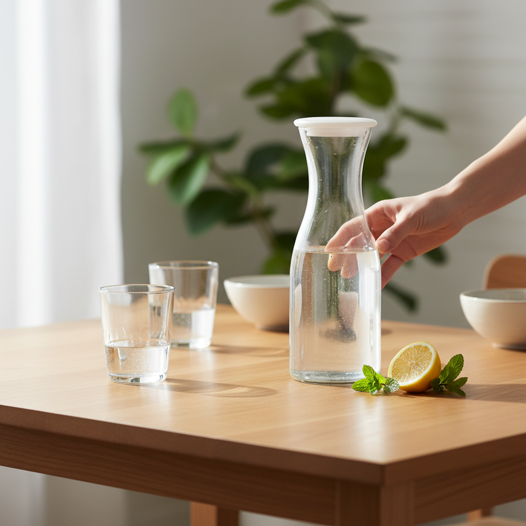 Kadra Kitchenware - Vente Carafe - Vikko - Carafe en verre artisanale 1 L avec couvercle1