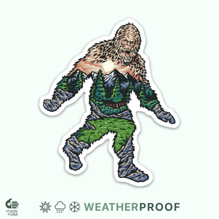 Bigfoot Stickers | Nature Forest View | Outdoors Made in USA for wholesale by Bloom & Wander