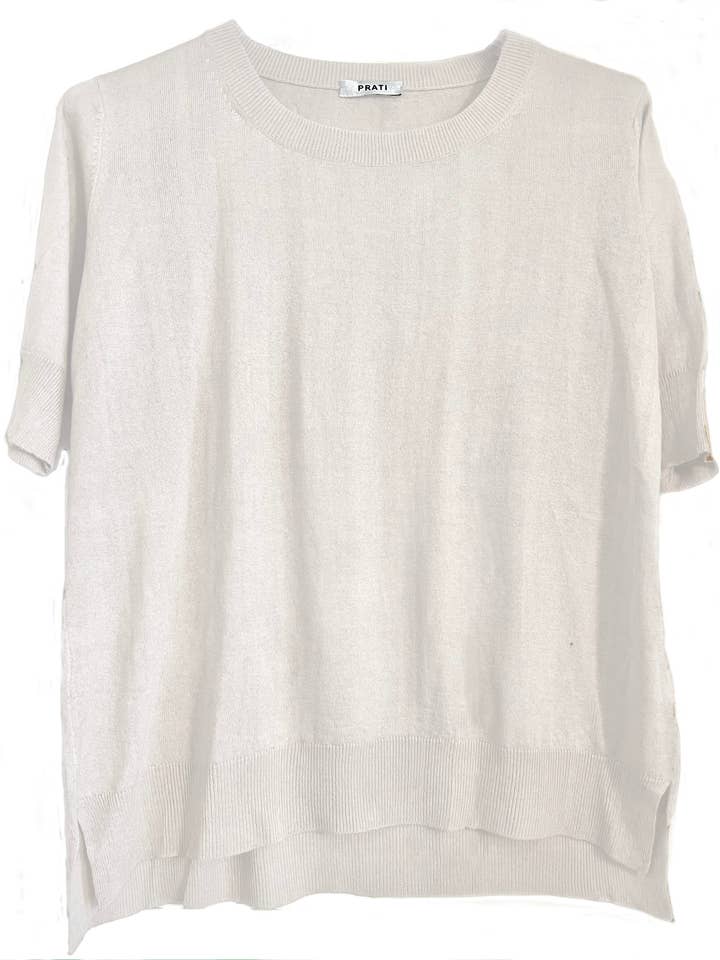 Cashmere Silk crew short sleeve sweater off white for wholesale by PRATI