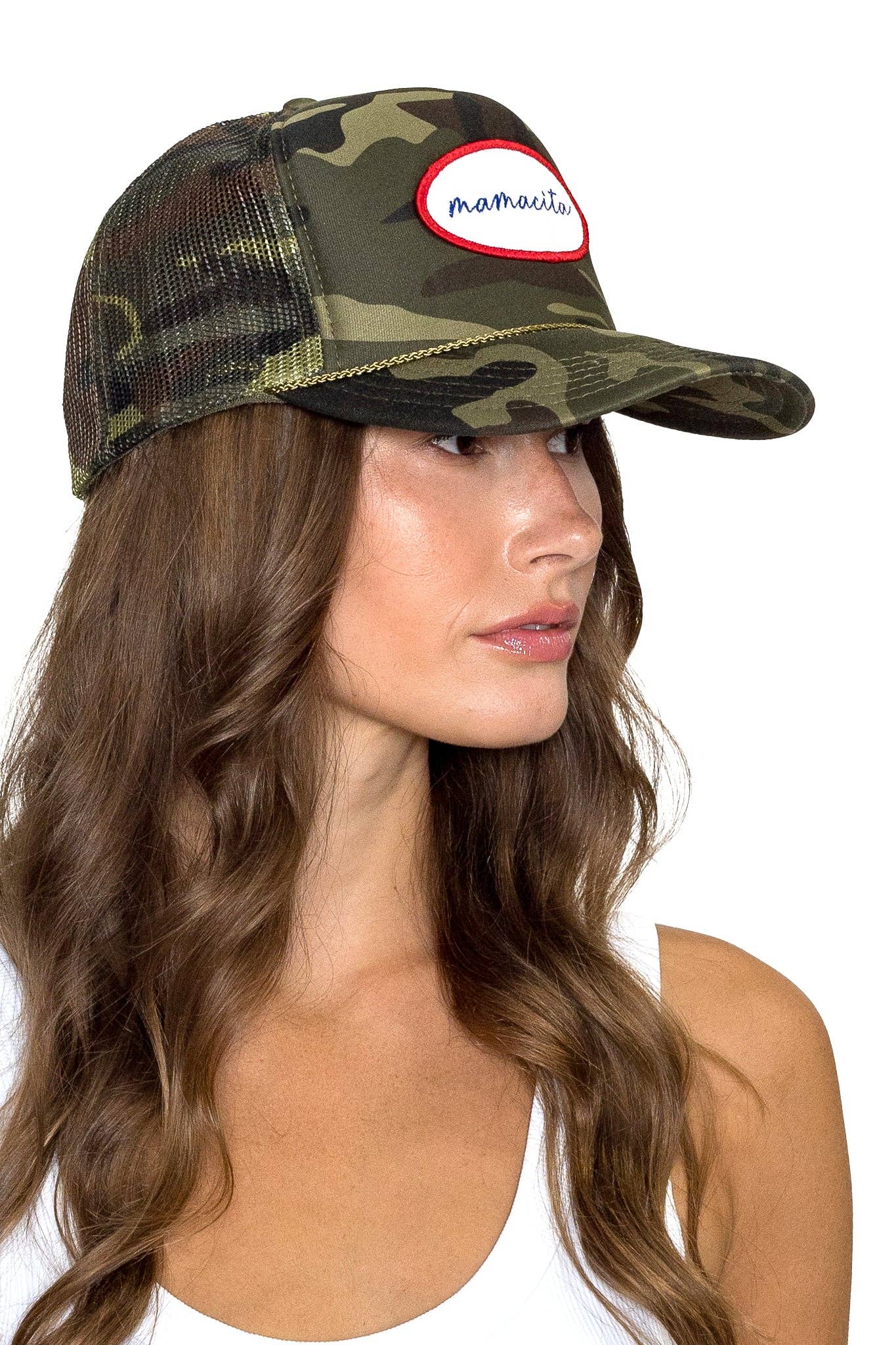 Black Mamacita Trucker Hat in Camo for wholesale on Faire5