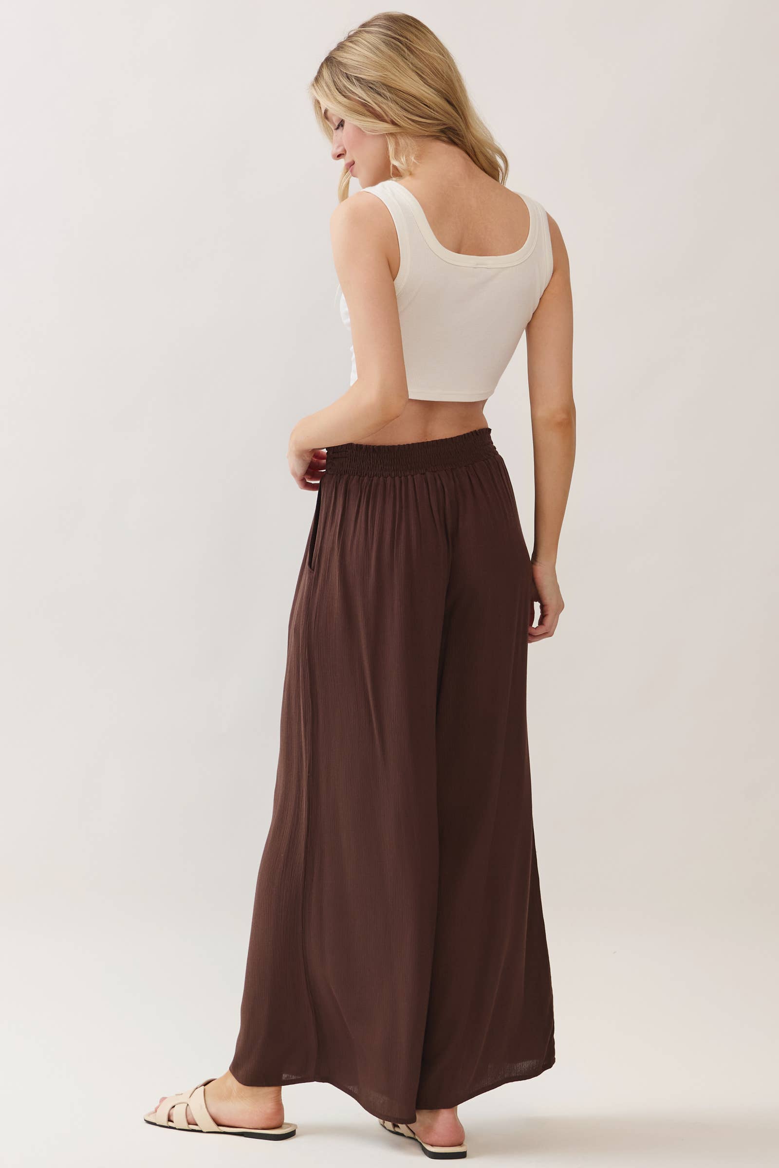 Final Touch - Wholesale Pants - Women's - Waist Smocked Wide Leg Pants - VLP70000344