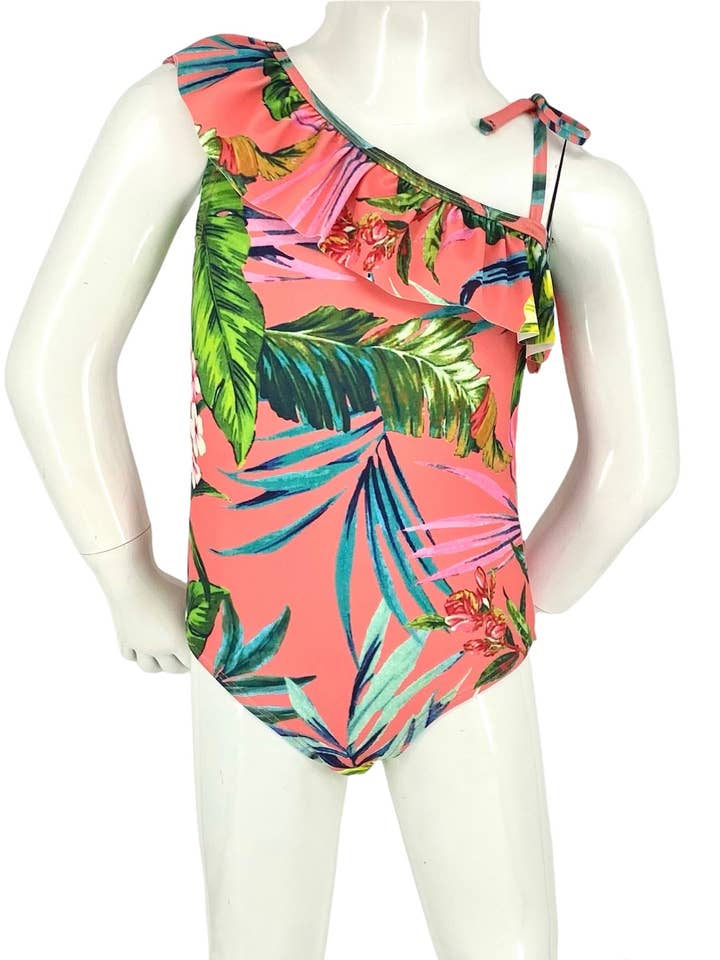 1 pieza con hombros descubiertos y volantes para niñas - Molokai Coral para venta al por mayor de MARINA WEST SWIM