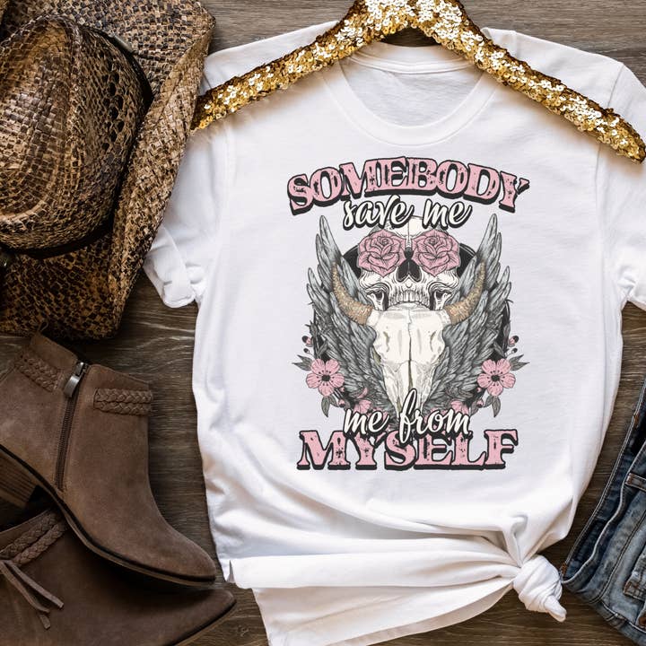 Jelly Roll Någon Rädda Mig Grafisk Lyric Tee för wholesale av Wild Indigo