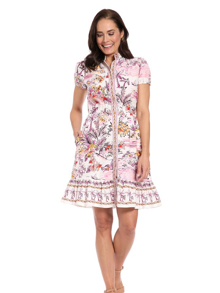 ROBE CHEMISE COURTE À MANCHES BOUFFANTES pour la vente par Maggy London Group