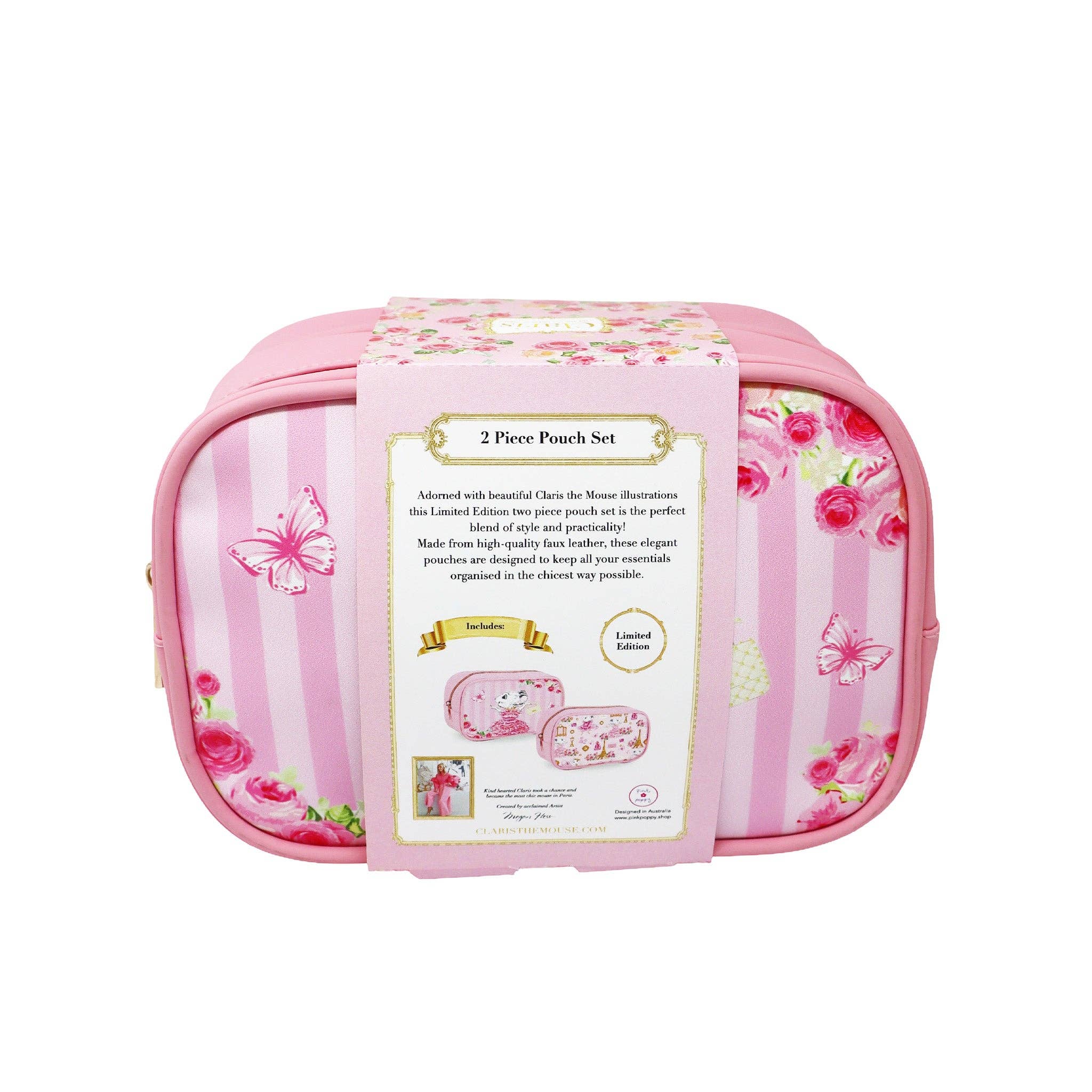 Pink Poppy USA - Vente Trousses de maquillage/cosmétique - Claris la souris la plus chic de Paris Trousse de maquillage | Lot de 29