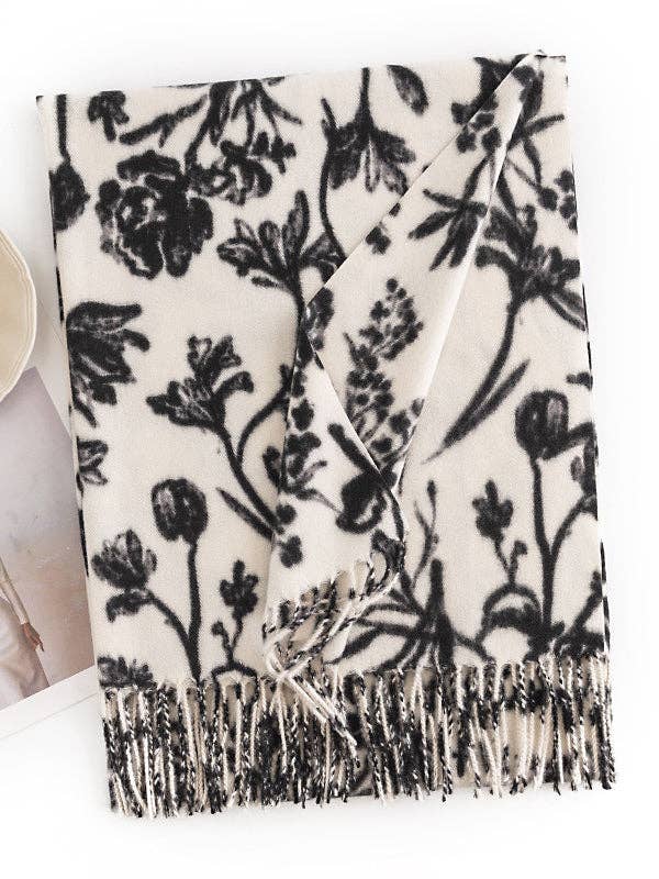 StyleGalX - Vente Écharpe – femme - Châle et écharpe à pompons imprimés de couleur contrastante9