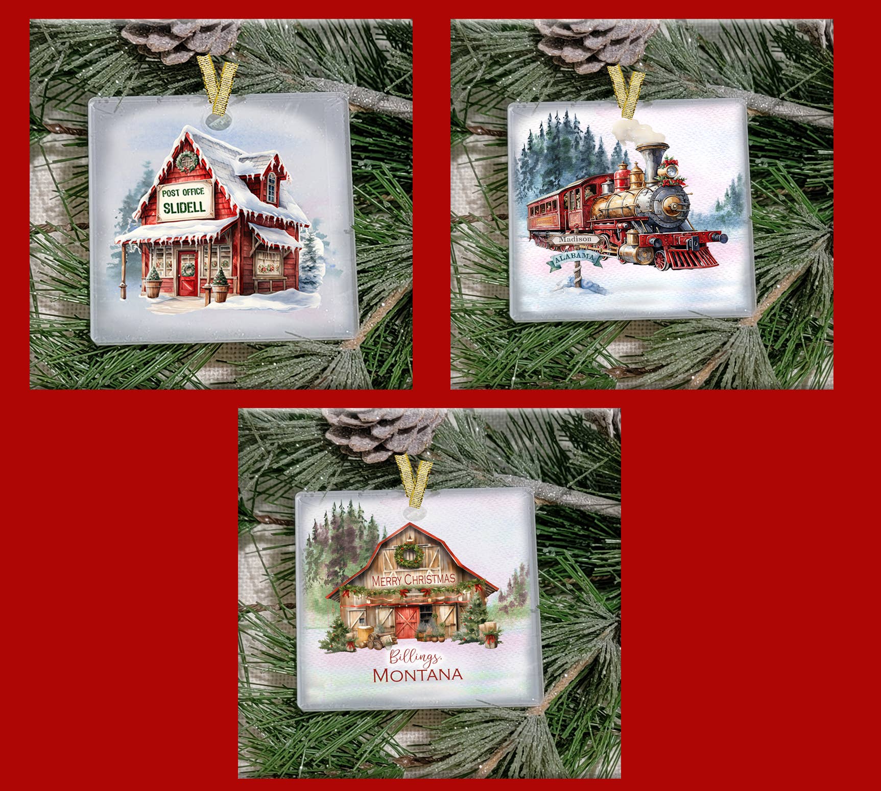 Adornos, entrega de nombres, tren granero, oficina de correos, muñeco de nieve para venta al por mayor de Sassy Talkin