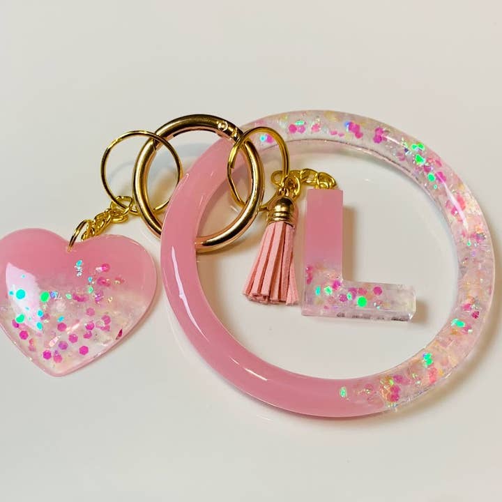Chunky Pink Glitter nøglering armbånd sæt for engroshandel hos Shop Drip Express